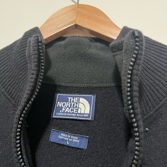 The North Face Men's Size Large Pullover 1/4 Zip Sweater Black Wool Blend. - Picture 4 of 6